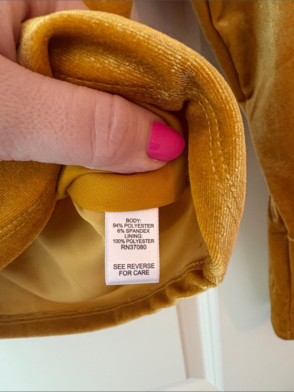 Cato Mustard Gold Velvet Ruched Long Sleeve Top Size Medium - Picture 6 of 8